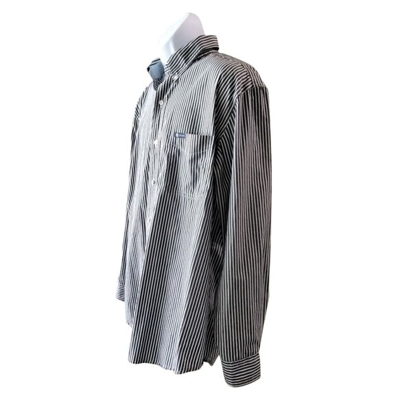 Chaps Mens Size XL Shirt Button-Down Black & White Striped Long Sleeve - Picture 4 of 9